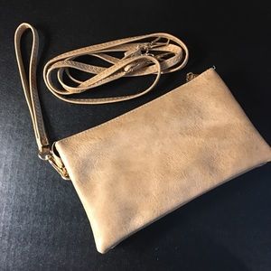 Stylish Crossbody Wallet / Wristlet ~ Neutral Tan